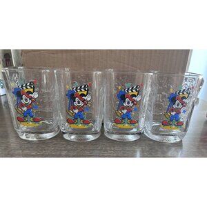 Mickey Mouse Hollywood Studios 2000 Glass McDonald's Walt Disney World X4 Vtg